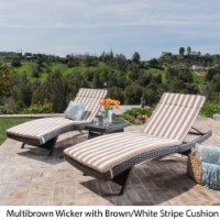 Lakeport 3pc Outdoor Wicker Chaise Lounge Chair & Table Set with Cushions jungle green