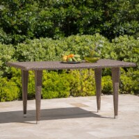 Dominguez Outdoor Mix Mocha Rectangular Wicker Dining Table