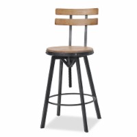 Poe Antique Finish Firwood Height Adjustable Bar Stool