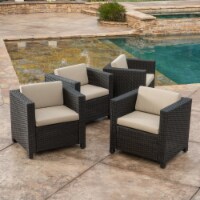 Bowden Outdoor Brown Wicker Club Chairs with Cushions (set of 4) Black/Gray Wicker