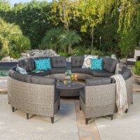 Currituck Outdoor 10 Piece Mixed Black Wicker Sofa Set with Dark Grey Water Resistant Fabric
