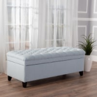 Laguna Tufted Storage Ottoman Fabric Light Sky