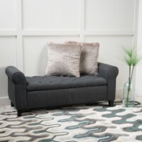 Charlemagne Dark Grey Fabric Armed Storage Bench