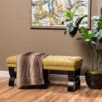 Reddington Tufted Fabric Ottoman Bench Light Gray