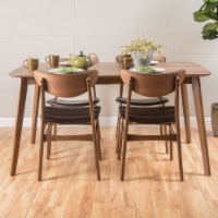 Katherine Natural Walnut Finish 50 Rectangular 5 Piece Dining Set - dup dark brown