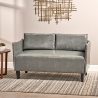 Nile Grey Leather Loveseat
