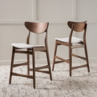Molle Mid Century Design 24-Inch Counter Stools (Set of 2) Beige Walnut