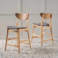 Molle Mid Century Design 24-Inch Counter Stools (Set of 2) Dark Grey Oak