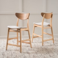Molle Mid Century Design 24-Inch Counter Stools (Set of 2) Beige Oak