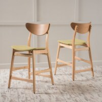 Molle Mid Century Design 24-Inch Counter Stools (Set of 2) Green Oak