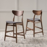 Molle Mid Century Design 24-Inch Counter Stools (Set of 2) Dark Grey Walnut