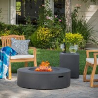 Hearth Circular 50K BTU Outdoor Gas Fire Pit Table with Tank Holder Dark Grey