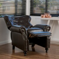 Waldo Brown Leather Recliner Club Chair