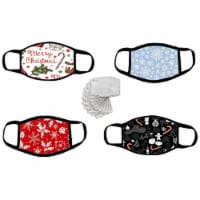 4-Pack Reusable Washable Christmas Themed Face Masks, Winter Themed Face Covers, Includes 8