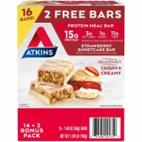 Atkins Strawberry Shortcake Protein Meal Bar (14 Count + 2 Bonus Bars)