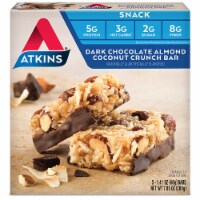 Atkins Dark Chocolate Almond Coconut Crunch Bars 5 Count Perspective: Main