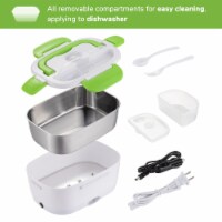 1.5L Electric Heating Lunch Box Meal Heater Food Storage Box with Removable Container Green