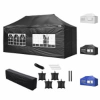 10x20FT Canopy Wedding Party Tent Pop Up Folding Gazebo Outdoor w/ 4 Sidewalls & Bag Black