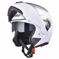 AHR RUN-M Full Face Flip up Modular Motorcycle Helmet DOT Approved Dual Visor Motocross White