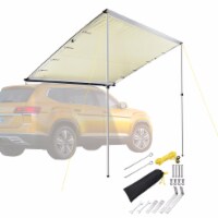 7.6x8.2ft Car Side Awning Rooftop Pull Out Tent Shelter Sun Shade SUV Outdoor Camping Beige