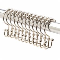 2 Lb Depot Double Shower Hooks Rings, Polished Nickel, Set of 12