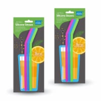 Grand Fusion Reuseable Silicone Drink Straws with Cleaning Brush (2-3ct packs)