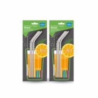 Grand Fusion Stainless Steel Bend Straw & Cleaning Brush - 2-3ct packs