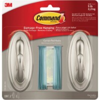 3M Command Nickel Curtain Rod Hook (2-Pack) 17053BN-2ES