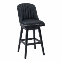 Journey 26" Counter Height Wood Swivel Barstool in Black Wood Finish with Black Faux Leather