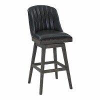 Journey 26  Wood Swivel Barstool in American Grey Finish with Onyx Faux Leather
