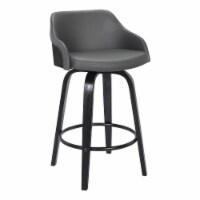 Alec 30 Bar HeightSwivel Barstool in Black Brush Wood Finish and Grey Faux Leather