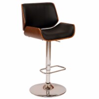 London Swivel Barstool In Black PU/ Walnut Veneer and Chrome Base