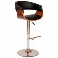 Paris Swivel Barstool In Black PU/ Walnut Veneer and Chrome Base