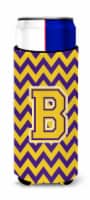 Carolines Treasures CJ1041-BMUK Letter B Chevron Purple and Gold Ultra Hugger f