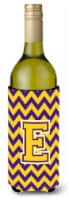 Carolines Treasures  CJ1041-ELITERK Letter E Chevron Purple and Gold Wine Bottle