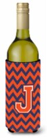 Carolines Treasures  CJ1042-JLITERK Letter J Chevron Orange and Blue Wine Bottle