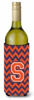 Carolines Treasures  CJ1042-SLITERK Letter S Chevron Orange and Blue Wine Bottle