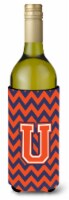Carolines Treasures  CJ1042-ULITERK Letter U Chevron Orange and Blue Wine Bottle