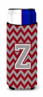 Letter Z Chevron Crimson and Grey   Ultra Hugger for slim cans
