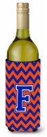 Carolines Treasures  CJ1044-FLITERK Letter F Chevron Orange and Blue Wine Bottle