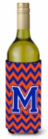 Carolines Treasures  CJ1044-MLITERK Letter M Chevron Orange and Blue Wine Bottle