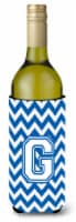 Carolines Treasures  CJ1045-GLITERK Letter G Chevron Blue and White Wine Bottle