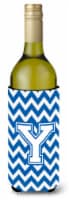 Carolines Treasures  CJ1045-YLITERK Letter Y Chevron Blue and White Wine Bottle
