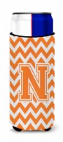 Letter N Chevron Orange and White Ultra Hugger for slim cans