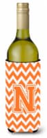 Carolines Treasures  CJ1046-NLITERK Letter N Chevron Orange and White Wine Bottl