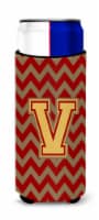 Letter V Chevron Garnet and Gold  Ultra Hugger for slim cans