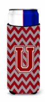 Letter U Chevron Maroon and White Ultra Hugger for slim cans
