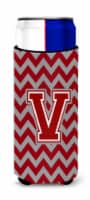 Letter V Chevron Maroon and White Ultra Hugger for slim cans