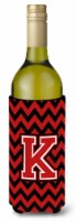 Carolines Treasures  CJ1047-KLITERK Letter K Chevron Black and Red   Wine Bottle