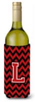 Carolines Treasures  CJ1047-LLITERK Letter L Chevron Black and Red   Wine Bottle